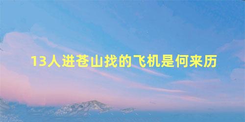 13人进苍山找的飞机是何来历