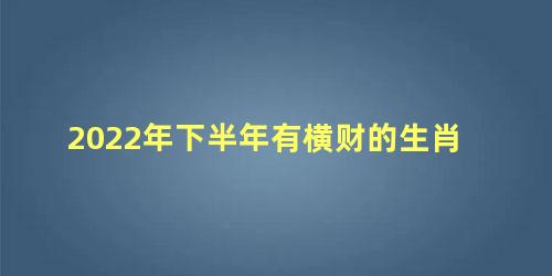 2022年下半年有横财的生肖