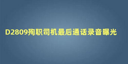 D2809殉职司机最后通话录音曝光