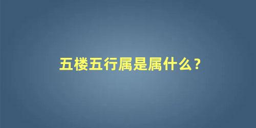 五楼五行属是属什么？