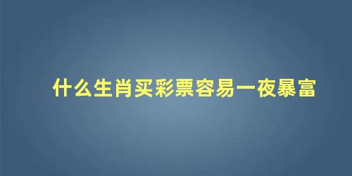 什么生肖买彩票容易一夜暴富