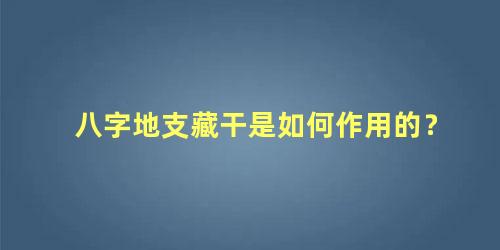 八字地支藏干是如何作用的？