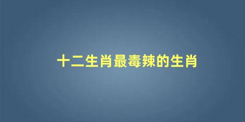 十二生肖最毒辣的生肖