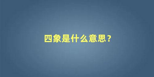 四象是什么意思？