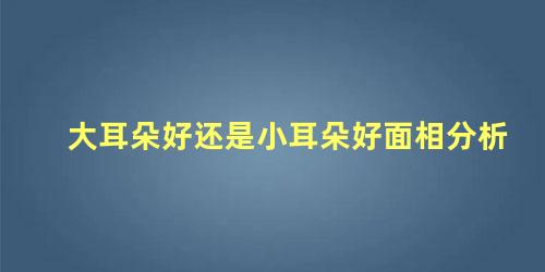 大耳朵好还是小耳朵好面相分析