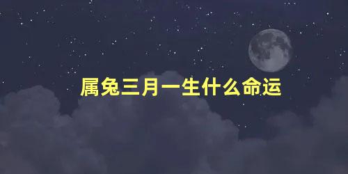 属兔三月一生什么命运