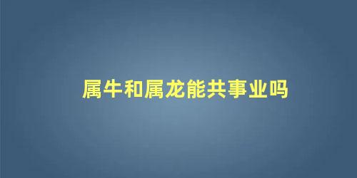 属牛和属龙能共事业吗