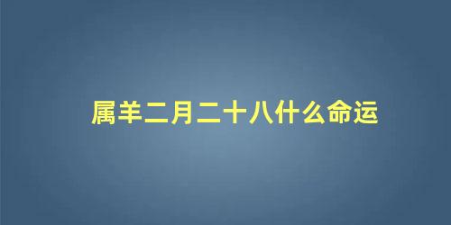 属羊二月二十八什么命运