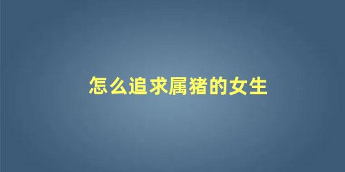 怎么追求属猪的女生