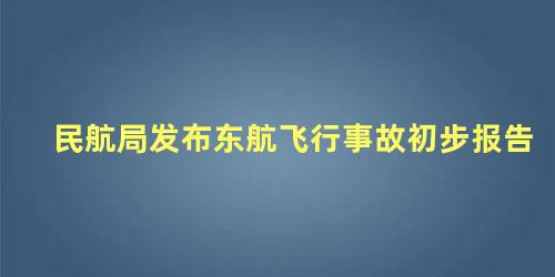 民航局发布东航飞行事故初步报告