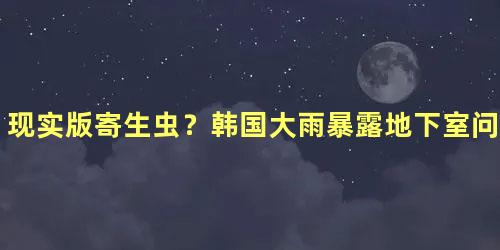 现实版寄生虫？韩国大雨暴露地下室问题