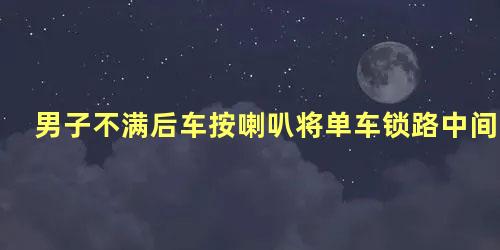 男子不满后车按喇叭将单车锁路中间