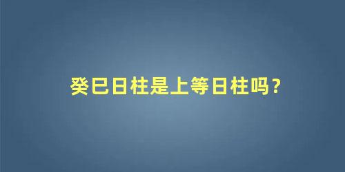 癸巳日柱是上等日柱吗？