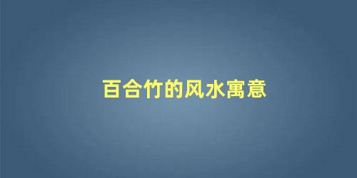 百合竹的风水寓意