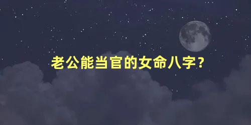 老公能当官的女命八字？