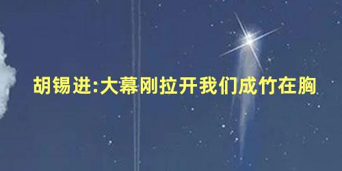 胡锡进:大幕刚拉开我们成竹在胸