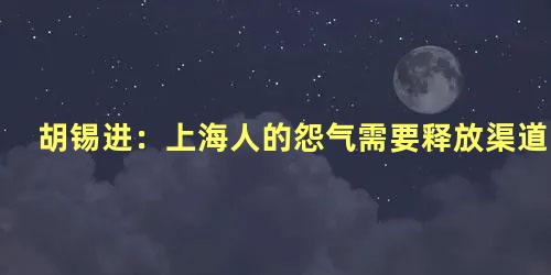 胡锡进：上海人的怨气需要释放渠道