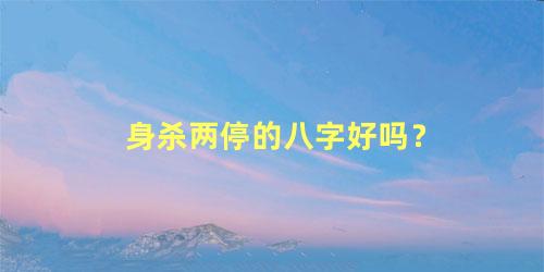 身杀两停的八字好吗？