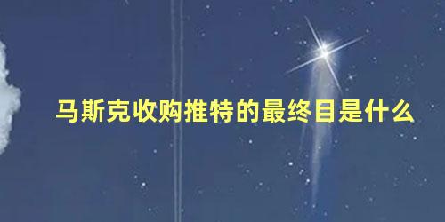 马斯克收购推特的最终目是什么